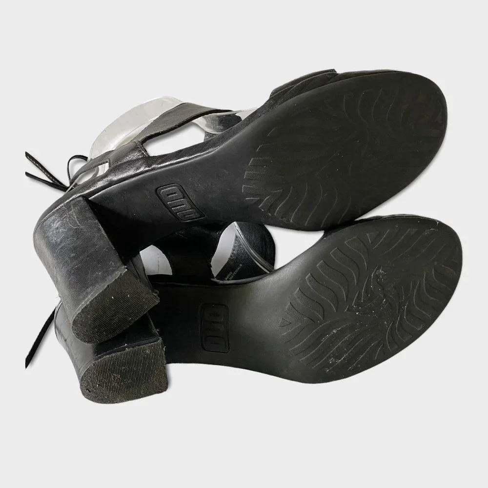 ONO black cushioned‎ insole comfort heels sandals 11 M Cara tie back
